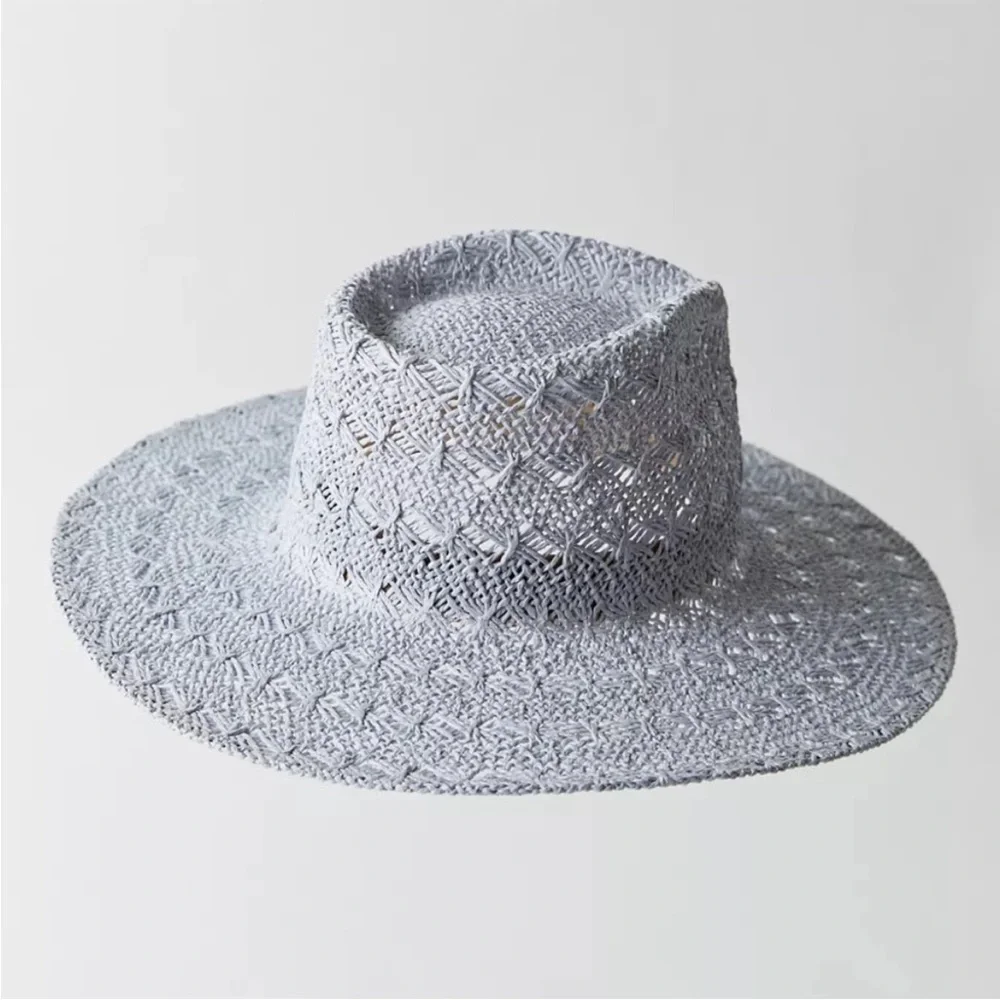 WYETH Blue  Mirage Textured Straw Panama Hat One Size New without tags